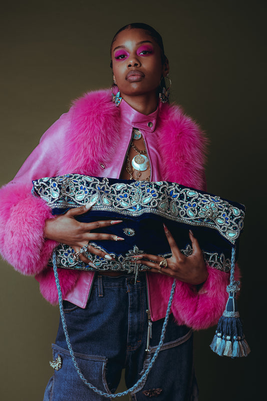 Rare Velour Reworked Saree Bag